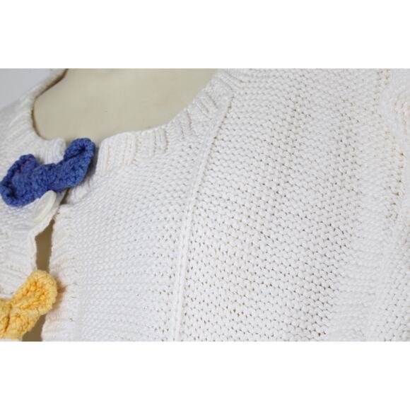 BEREK Vintage Hand Knit 100% Cotton Button Down Sweater Two-Needle Bow Design - Picture 10 of 12